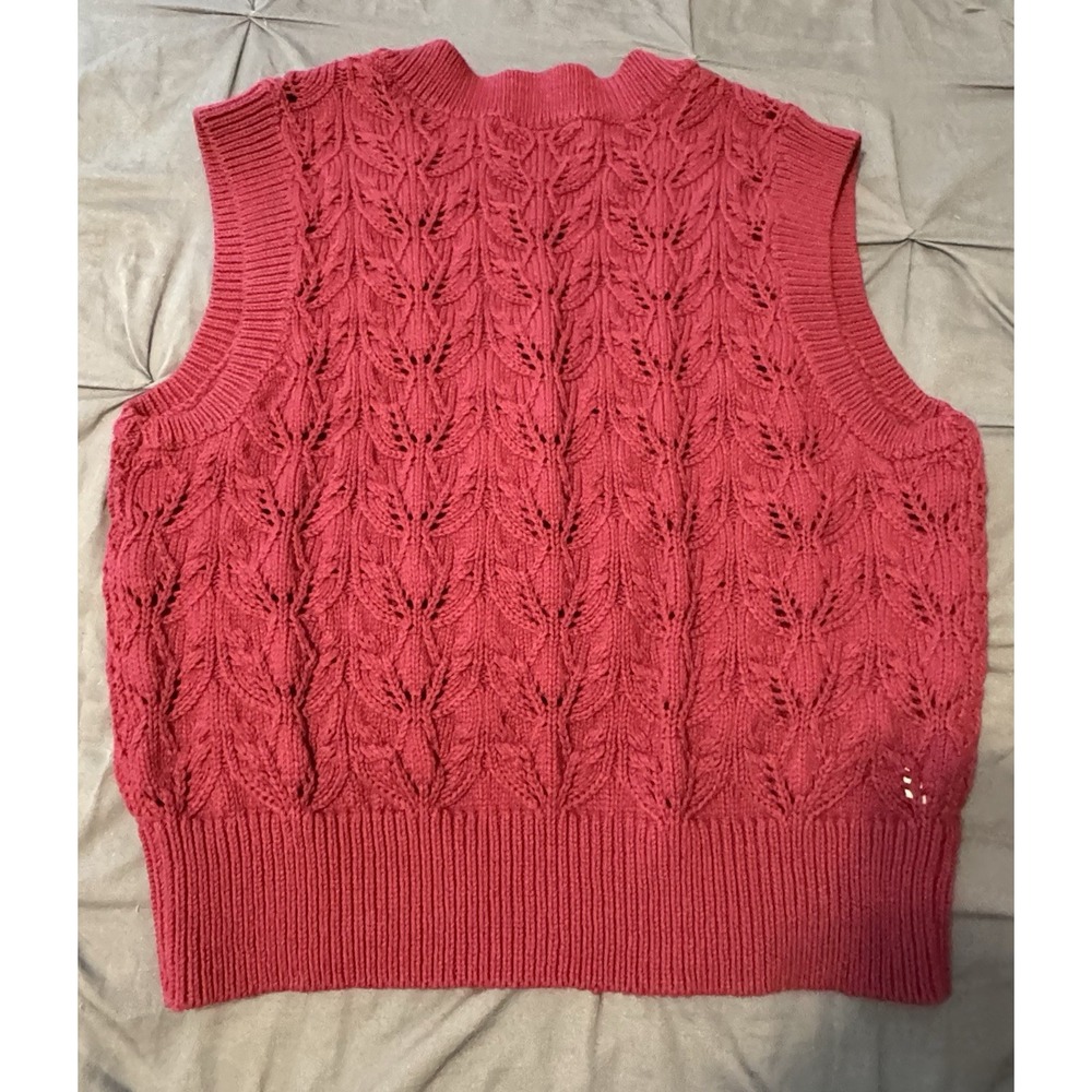 Lot Of 2 Talbots Cable Knit Sweater Vest Cream LP New With Tag & Loft Burgundy L - Picture 13 of 14